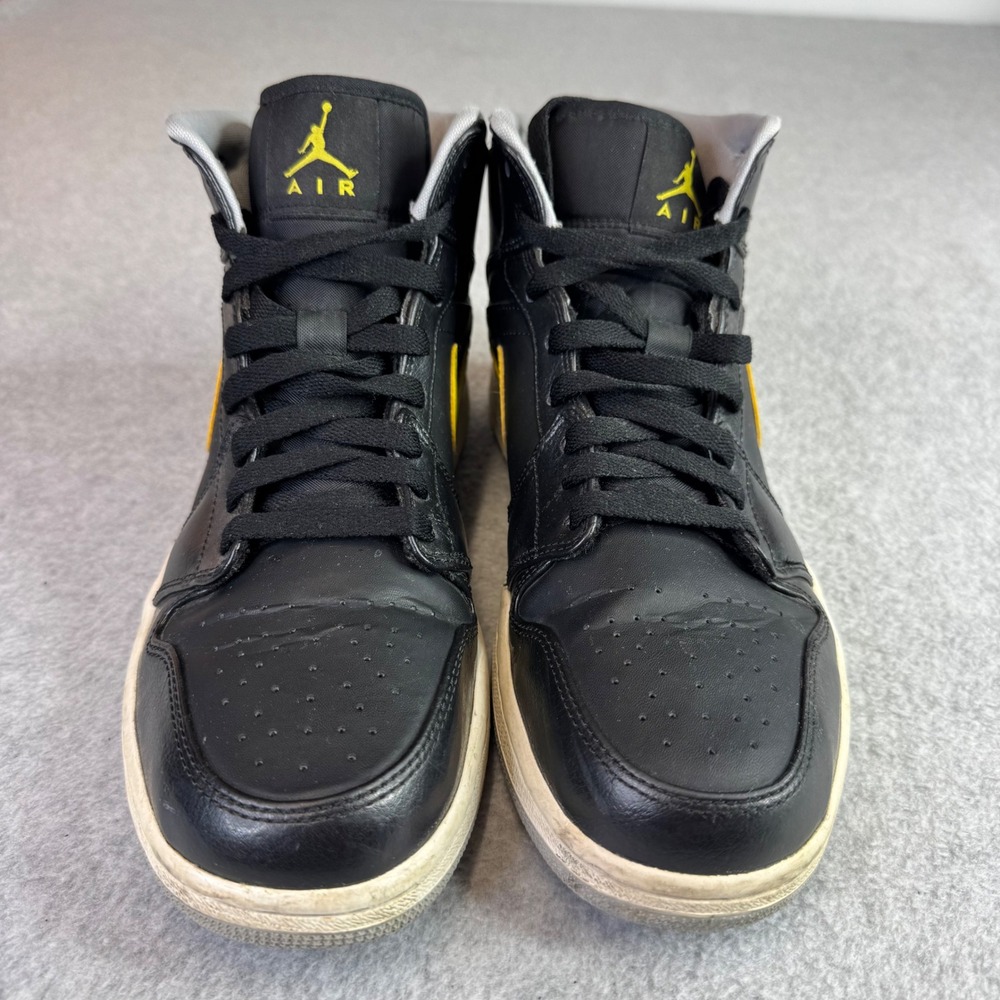 Jordan Air Jordan 1 Mid Retro Mens Size 9 Black Yellow 554724-070 Sneakers - Picture 3 of 12